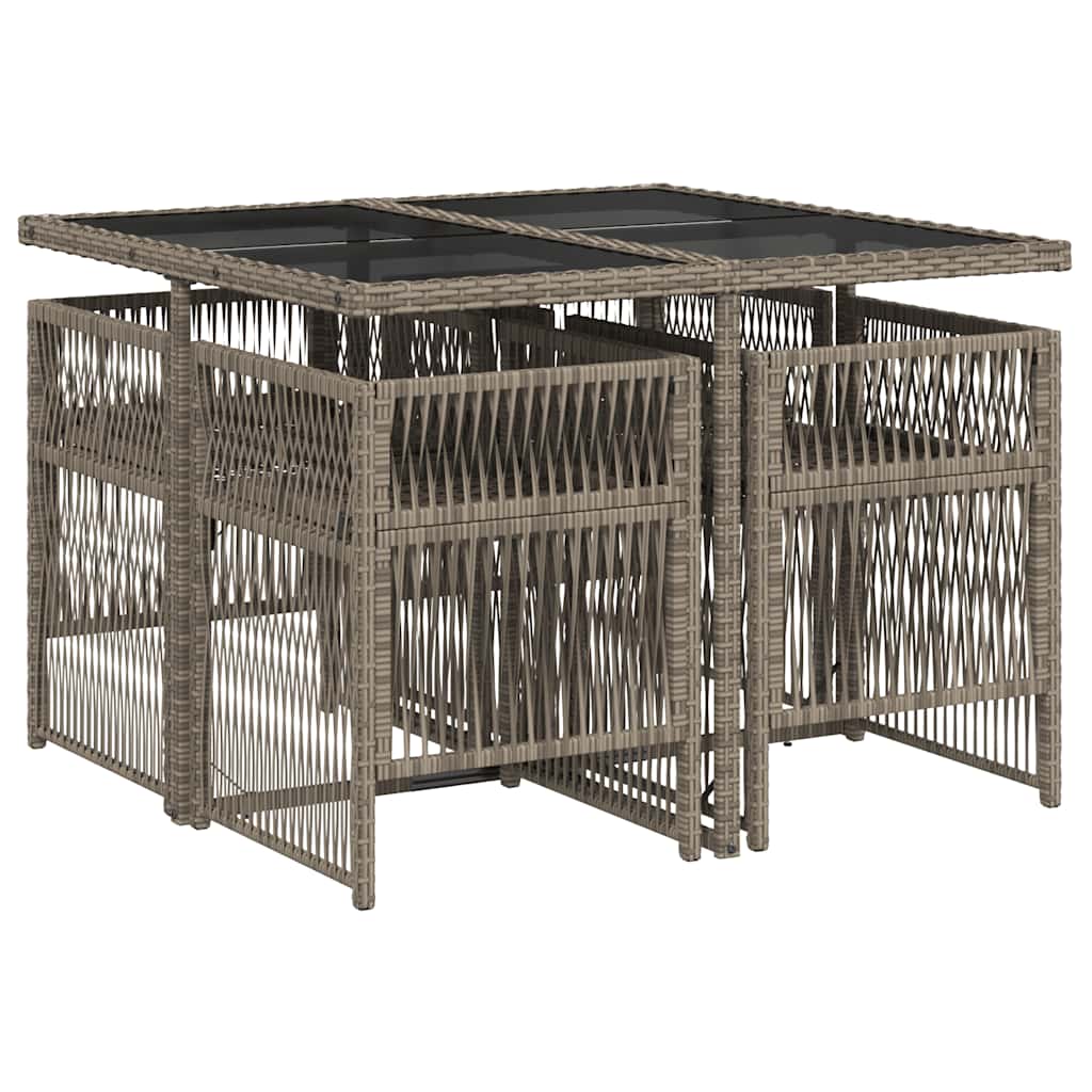 Set da Pranzo da Giardino 5 pz con Cuscini in Polyrattan Grigio | homemem39