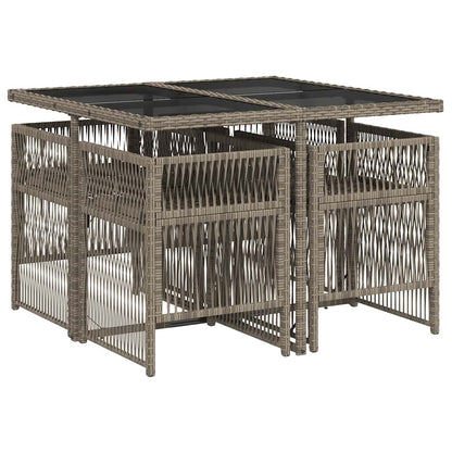 Set da Pranzo da Giardino 5 pz con Cuscini in Polyrattan Grigio | homemem39