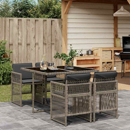 Set da Pranzo da Giardino 5 pz con Cuscini in Polyrattan Grigio | homemem39
