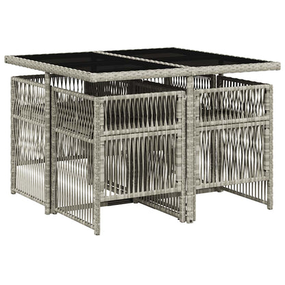 Set Pranzo da Giardino 5pz con Cuscini Grigio Chiaro Polyrattan | homemem39