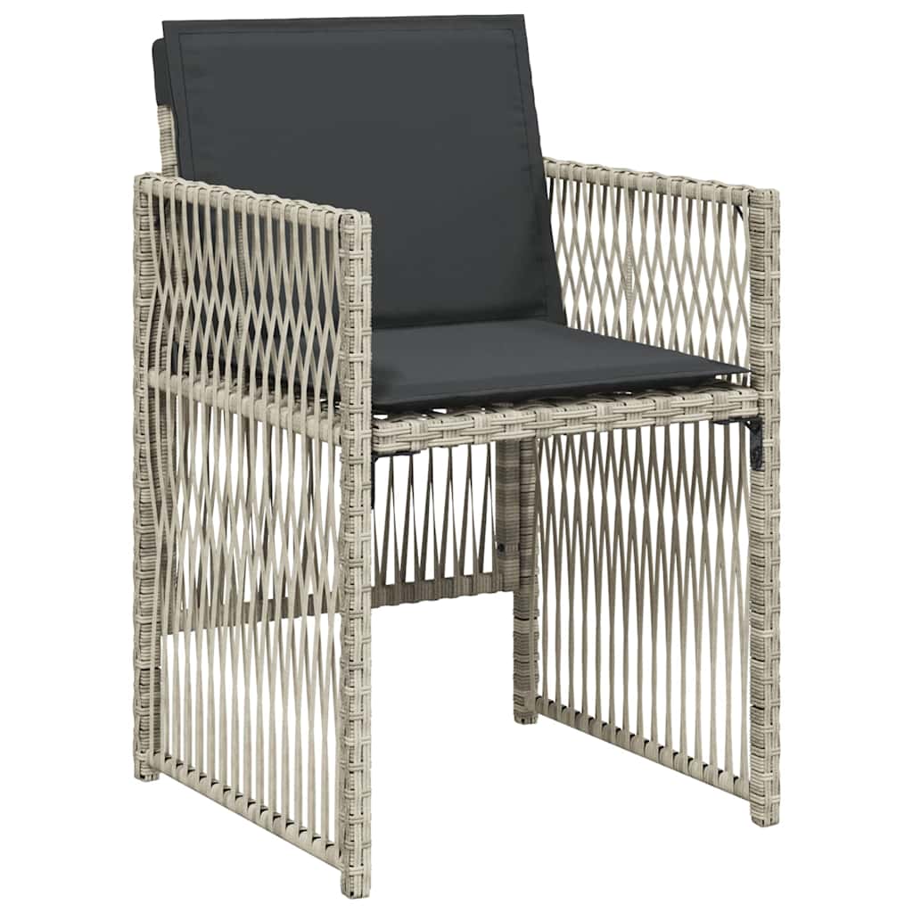 Set Pranzo da Giardino 5pz con Cuscini Grigio Chiaro Polyrattan | homemem39