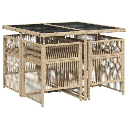 Set Pranzo da Giardino 5 pz con Cuscini Beige Misto Polyrattan | homemem39