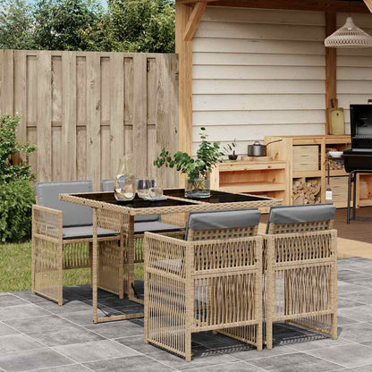 Set Pranzo da Giardino 5 pz con Cuscini Beige Misto Polyrattan | homemem39