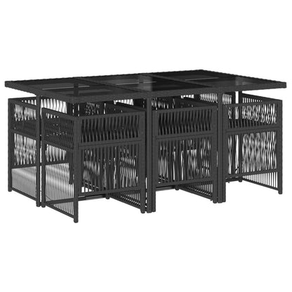 Set da Pranzo da Giardino 7 pz Nero con Cuscini in Polyrattan - homemem39