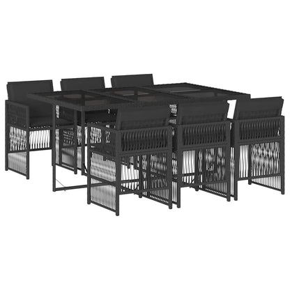 Set da Pranzo da Giardino 7 pz Nero con Cuscini in Polyrattan | homemem39