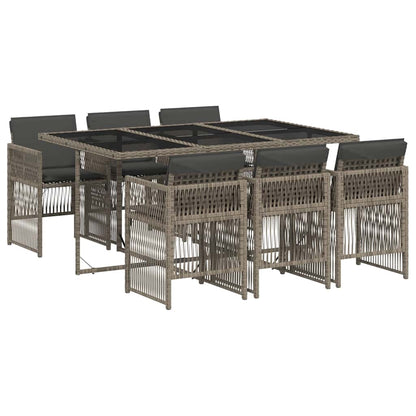 Set da Pranzo da Giardino 7 pz con Cuscini in Polyrattan Grigio | homemem39