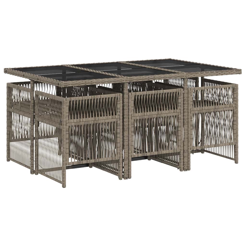 Set da Pranzo da Giardino 7 pz con Cuscini in Polyrattan Grigio | homemem39