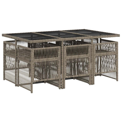 Set da Pranzo da Giardino 7 pz con Cuscini in Polyrattan Grigio | homemem39
