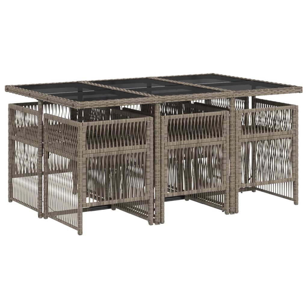 Set da Pranzo da Giardino 7 pz con Cuscini in Polyrattan Grigio - homemem39