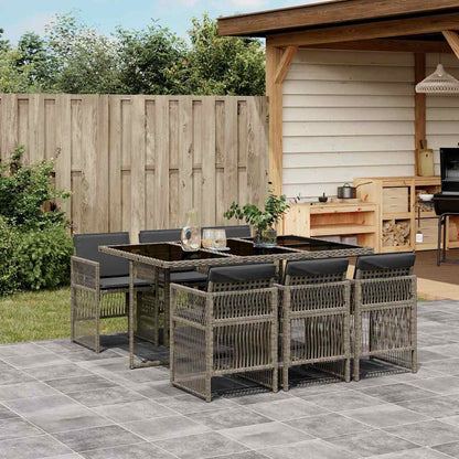 Set da Pranzo da Giardino 7 pz con Cuscini in Polyrattan Grigio | homemem39