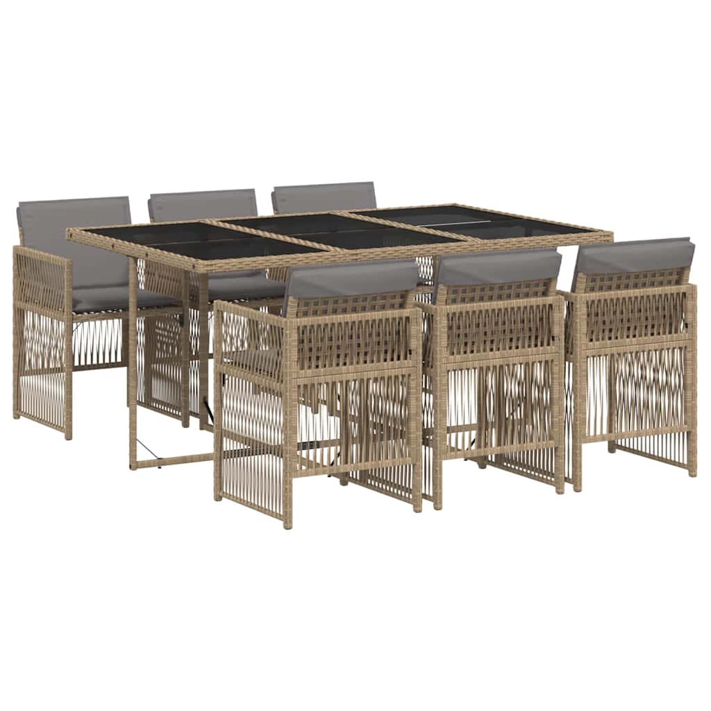 Set Pranzo da Giardino 7 pz con Cuscini Beige Misto Polyrattan | homemem39