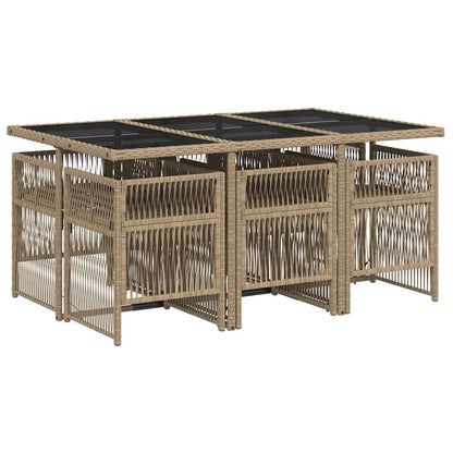 Set Pranzo da Giardino 7 pz con Cuscini Beige Misto Polyrattan | homemem39