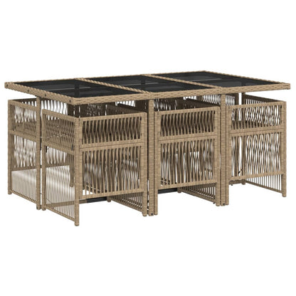 Set Pranzo da Giardino 7 pz con Cuscini Beige Misto Polyrattan - homemem39