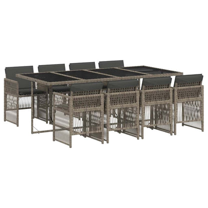 Set da Pranzo da Giardino 9 pz con Cuscini in Polyrattan Grigio | homemem39