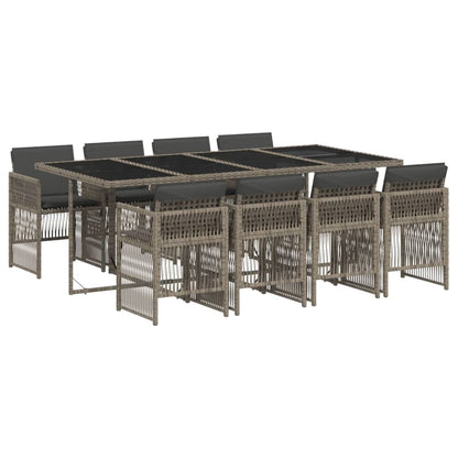 Set da Pranzo da Giardino 9 pz con Cuscini in Polyrattan Grigio - homemem39
