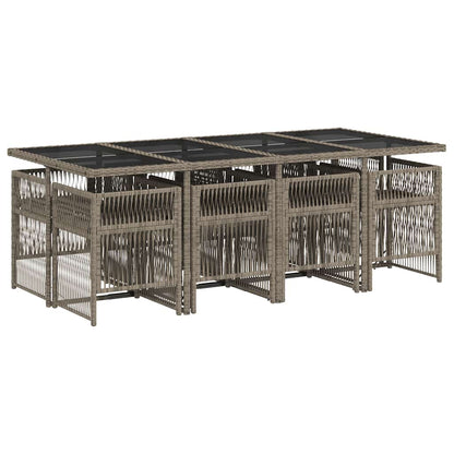 Set da Pranzo da Giardino 9 pz con Cuscini in Polyrattan Grigio | homemem39