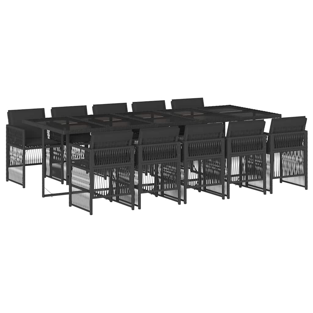 Set da Pranzo da Giardino 11 pz con Cuscini in Polyrattan Nero | homemem39