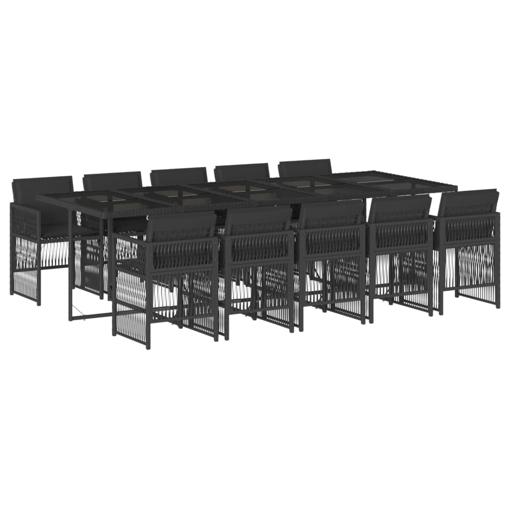 Set da Pranzo da Giardino 11 pz con Cuscini in Polyrattan Nero - homemem39