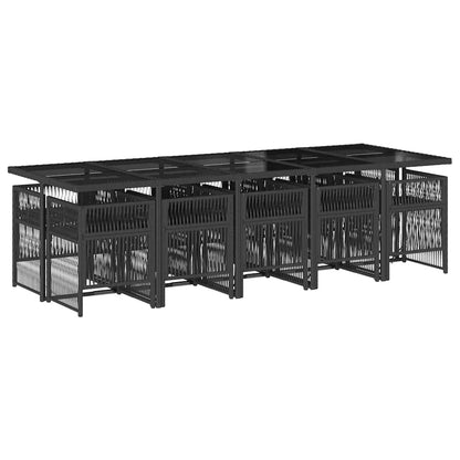 Set da Pranzo da Giardino 11 pz con Cuscini in Polyrattan Nero | homemem39