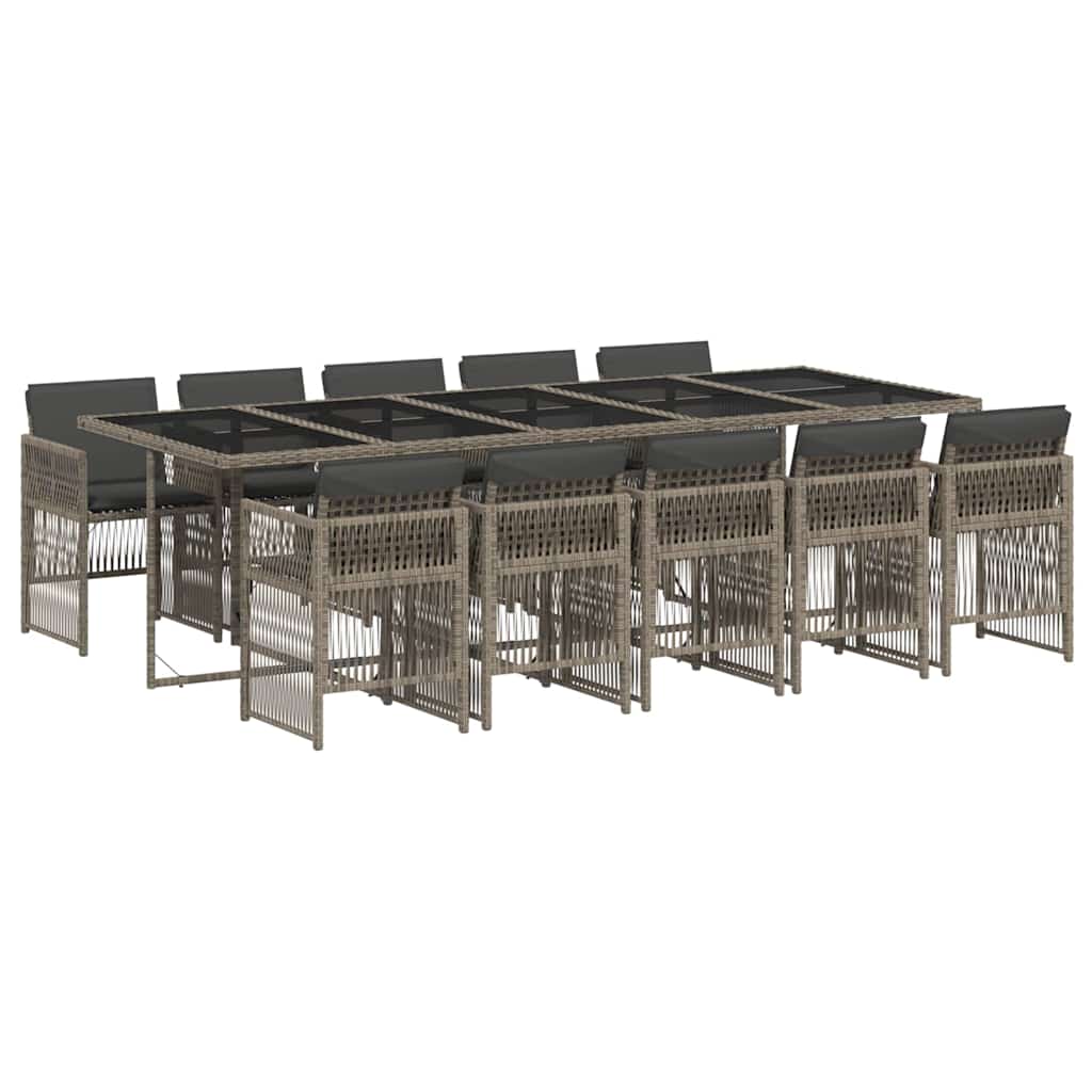 Set da Pranzo da Giardino 11pz con Cuscini in Polyrattan Grigio | homemem39
