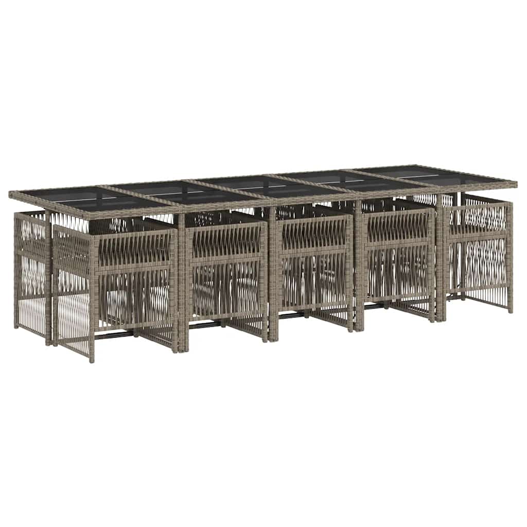 Set da Pranzo da Giardino 11pz con Cuscini in Polyrattan Grigio | homemem39