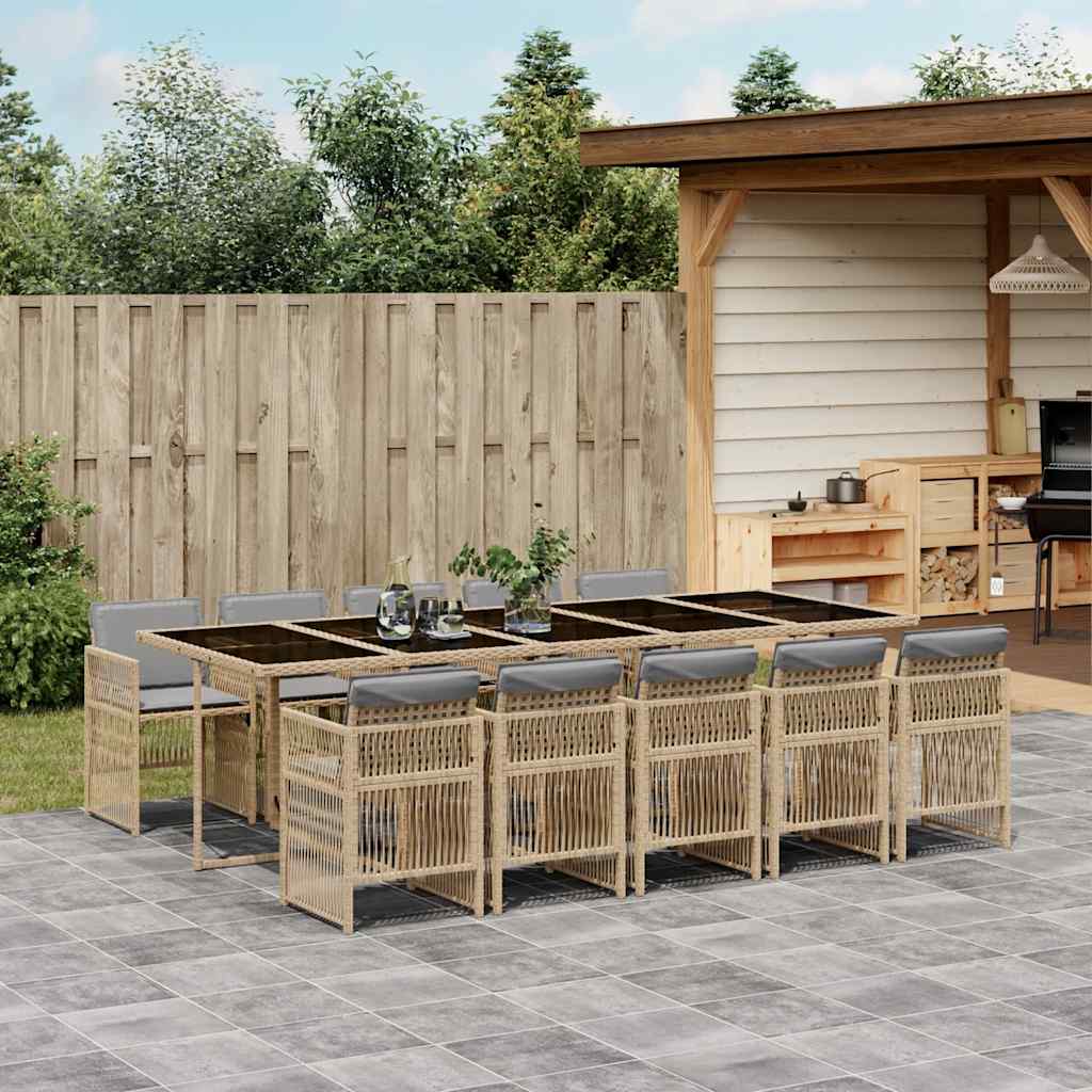 Set da Pranzo da Giardino 11pz con Cuscini in Polyrattan Grigio | homemem39