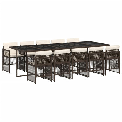 Set da Pranzo da Giardino 11 pz con Cuscini Polyrattan Marrone - homemem39