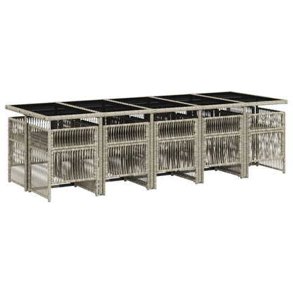 Set Pranzo Giardino 11pz con Cuscini Grigio Chiaro Polyrattan - homemem39