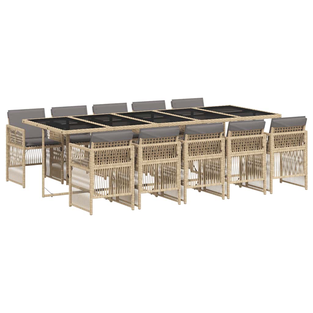 Set Pranzo da Giardino 11 pz con Cuscini Beige Misto Polyrattan | homemem39