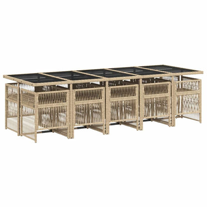 Set Pranzo da Giardino 11 pz con Cuscini Beige Misto Polyrattan | homemem39
