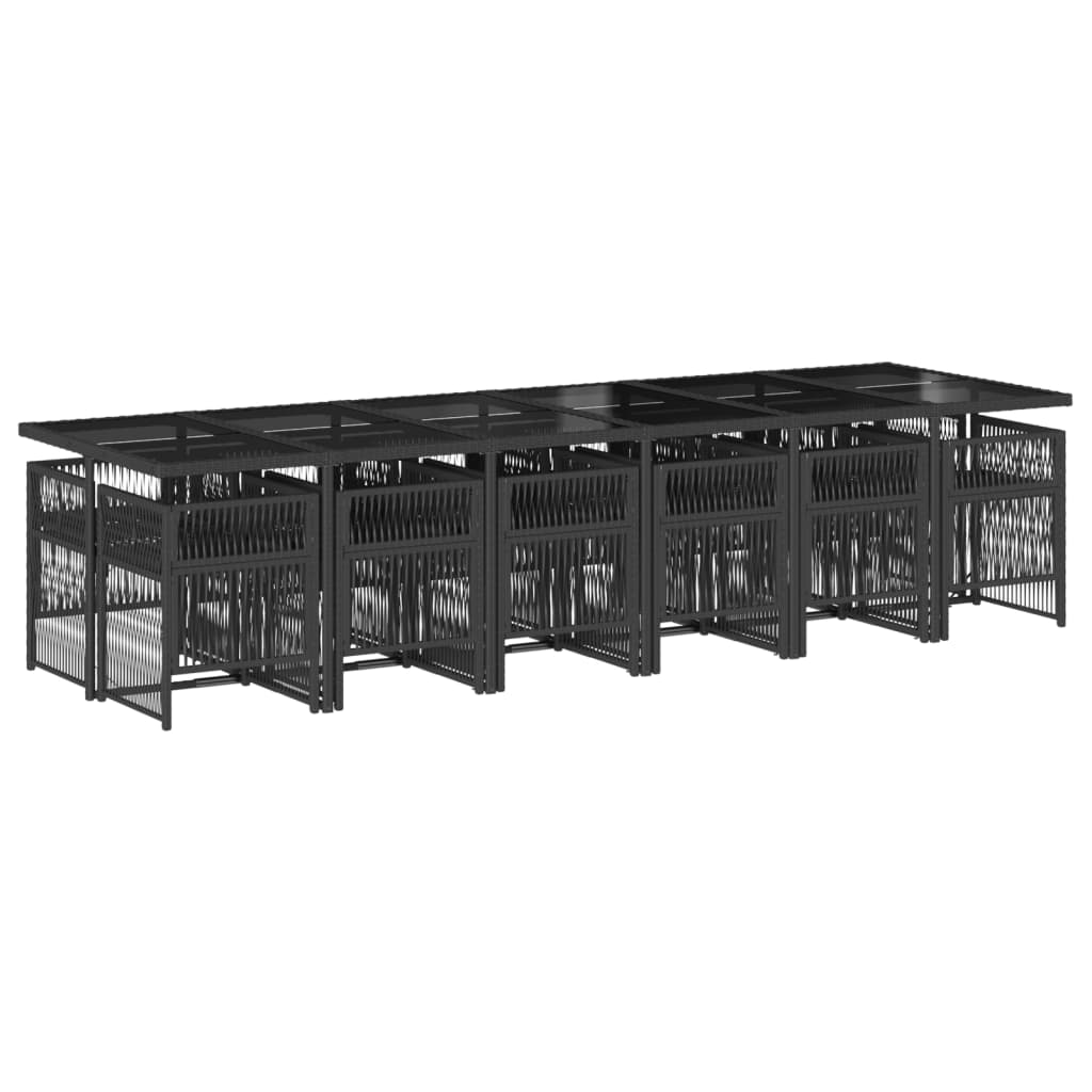 Set da Pranzo da Giardino 13pz con Cuscini Nero in Polyrattan - homemem39