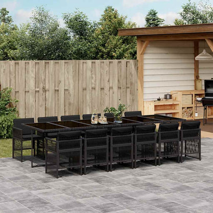 Set da Pranzo da Giardino 13pz con Cuscini Nero in Polyrattan | homemem39