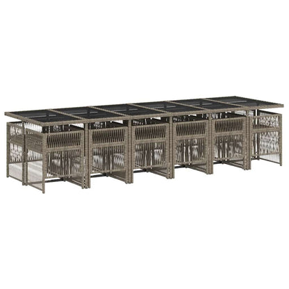 Set da Pranzo da Giardino 13pz con Cuscini Grigio in Polyrattan | homemem39