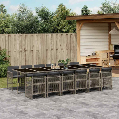 Set da Pranzo da Giardino 13pz con Cuscini Grigio in Polyrattan | homemem39