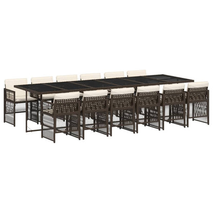 Set da Pranzo da Giardino 13pz con Cuscini Marrone Polyrattan - homemem39