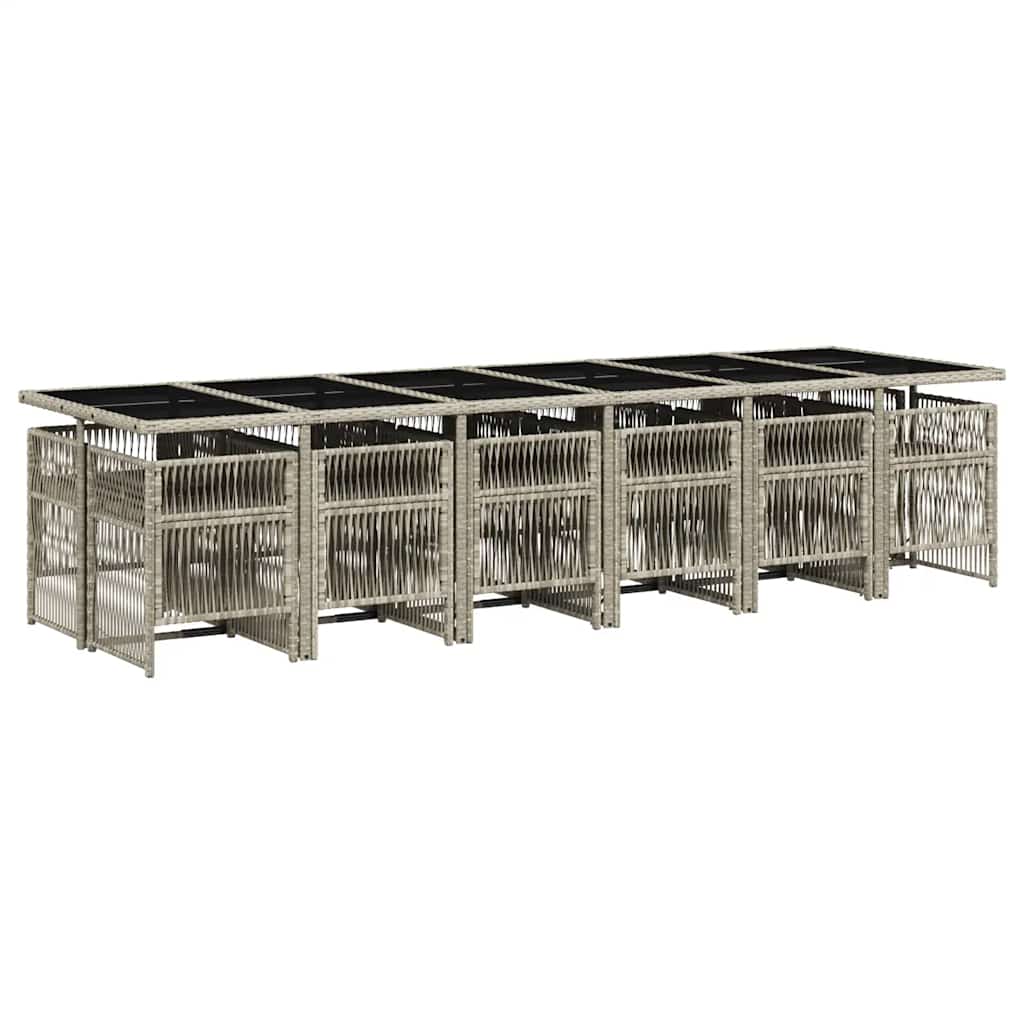 Set da Pranzo da Giardino 13pz con Cuscini Grigio in Polyrattan | homemem39