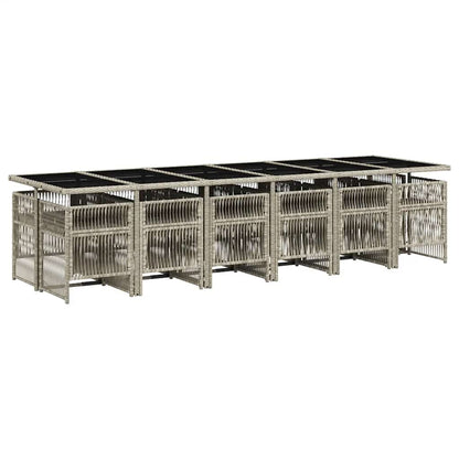 Set da Pranzo da Giardino 13pz con Cuscini Grigio in Polyrattan | homemem39