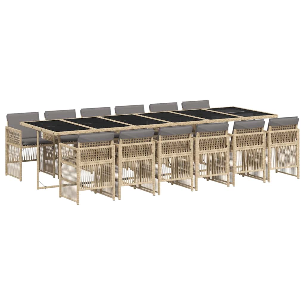 Set Pranzo da Giardino 13 pz con Cuscini Beige Misto Polyrattan | homemem39