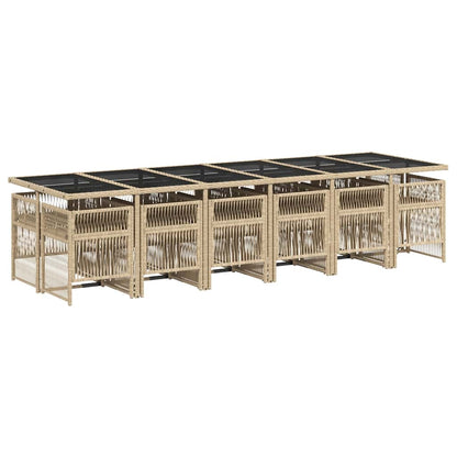 Set Pranzo da Giardino 13 pz con Cuscini Beige Misto Polyrattan | homemem39
