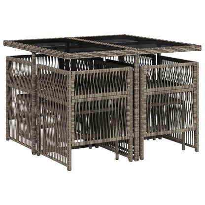 Set da Pranzo da Giardino 9 pz con Cuscini in Polyrattan Grigio - homemem39