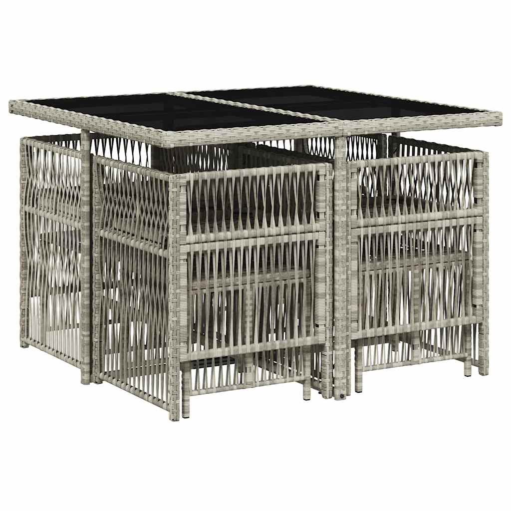 Set Pranzo da Giardino 9pz con Cuscini Grigio Chiaro Polyrattan | homemem39