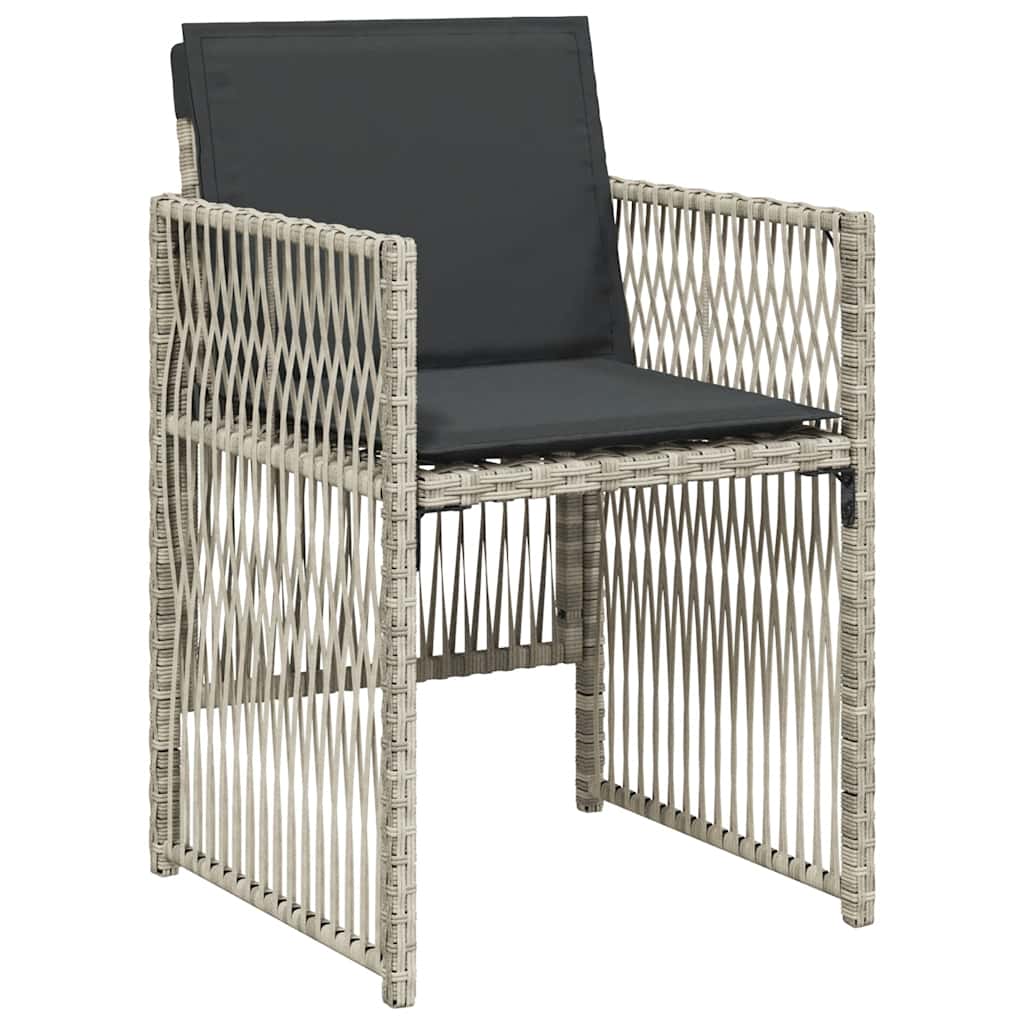 Set Pranzo da Giardino 9pz con Cuscini Grigio Chiaro Polyrattan | homemem39