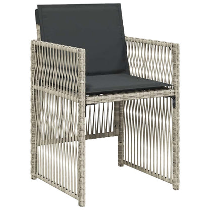 Set Pranzo da Giardino 9pz con Cuscini Grigio Chiaro Polyrattan | homemem39
