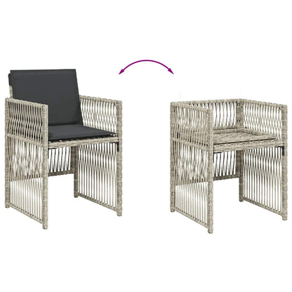 Set Pranzo da Giardino 9pz con Cuscini Grigio Chiaro Polyrattan | homemem39