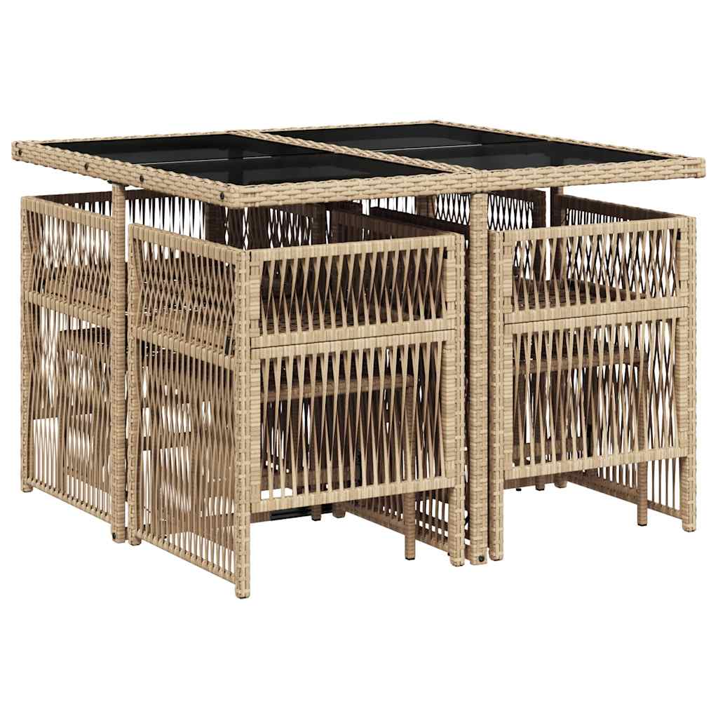 Set Pranzo da Giardino 9 pz con Cuscini Beige Misto Polyrattan | homemem39