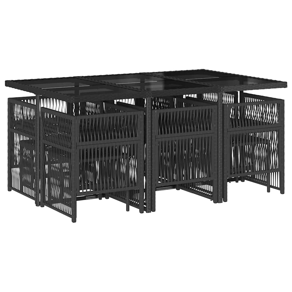 Set da Pranzo da Giardino 11 pz con Cuscini in Polyrattan Nero | homemem39