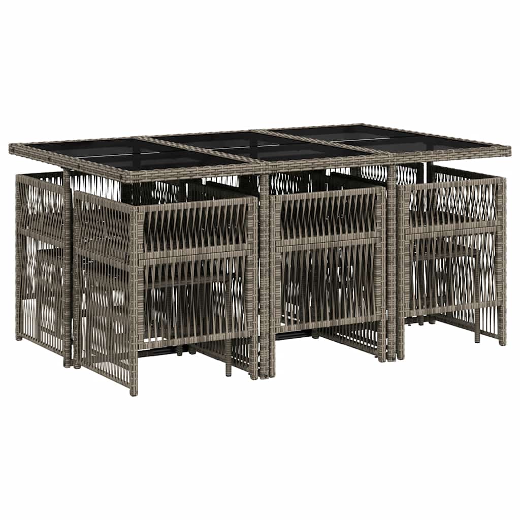 Set da Pranzo da Giardino 11pz con Cuscini in Polyrattan Grigio | homemem39