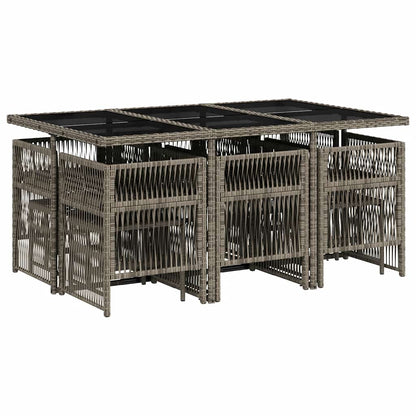 Set da Pranzo da Giardino 11pz con Cuscini in Polyrattan Grigio | homemem39
