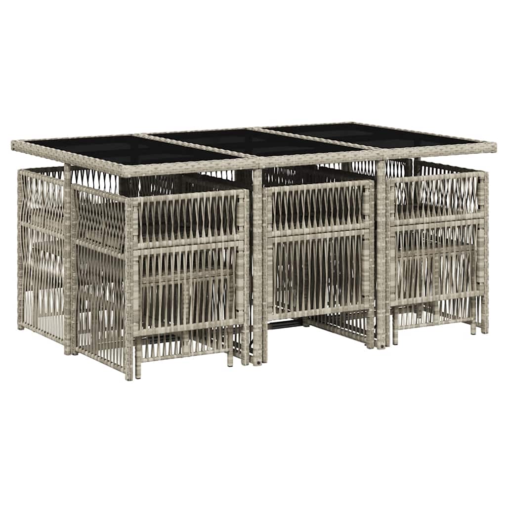 Set Pranzo Giardino 11pz con Cuscini Grigio Chiaro Polyrattan | homemem39