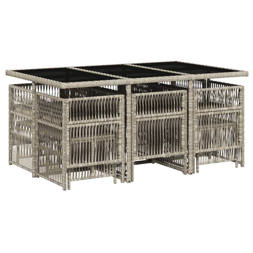 Set Pranzo Giardino 11pz con Cuscini Grigio Chiaro Polyrattan - homemem39